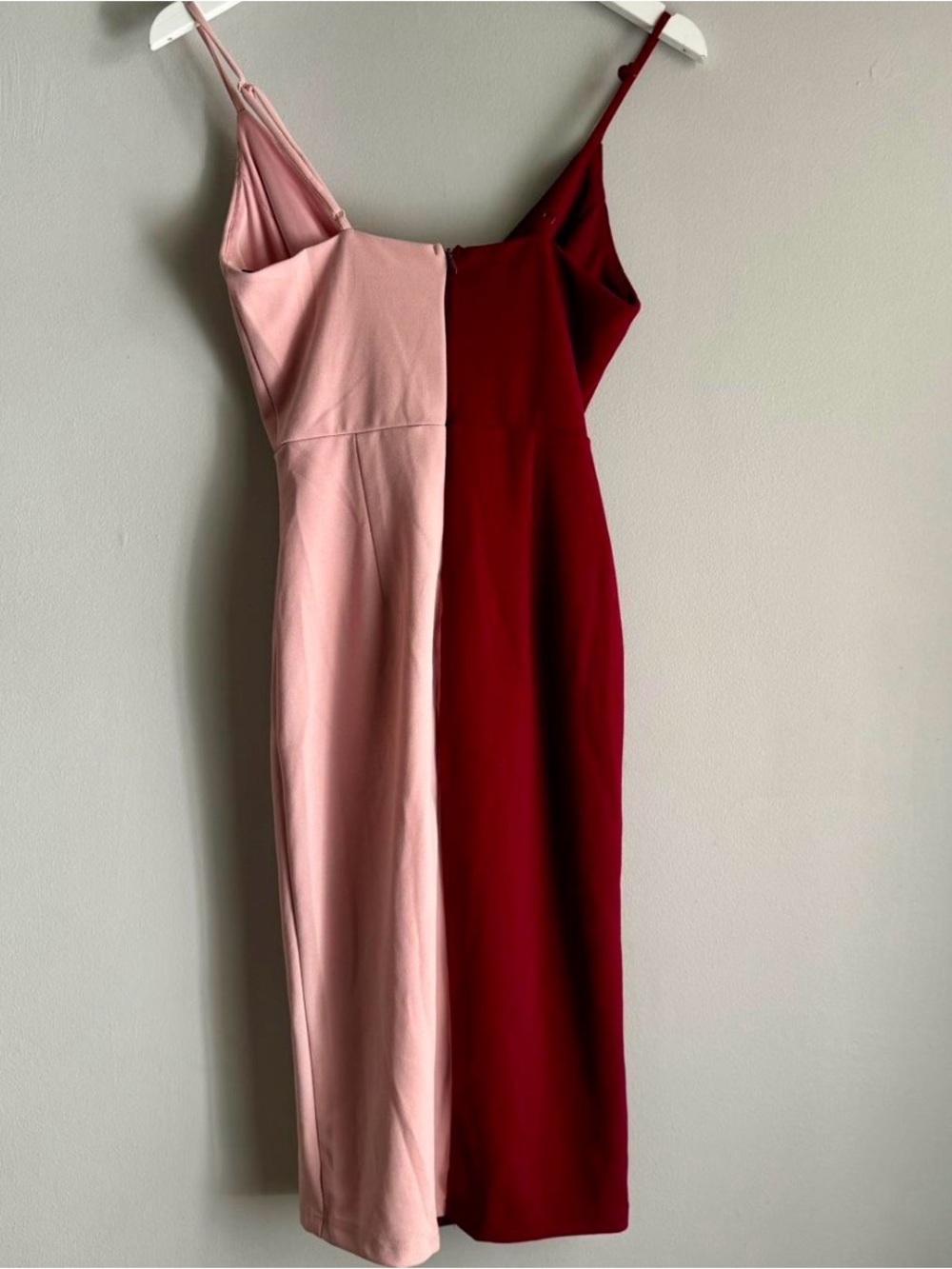 Lulu’s Gretchen Burgundy and Pink Two-Tone Bodycon Dress Size Small - Picture 3 of 8